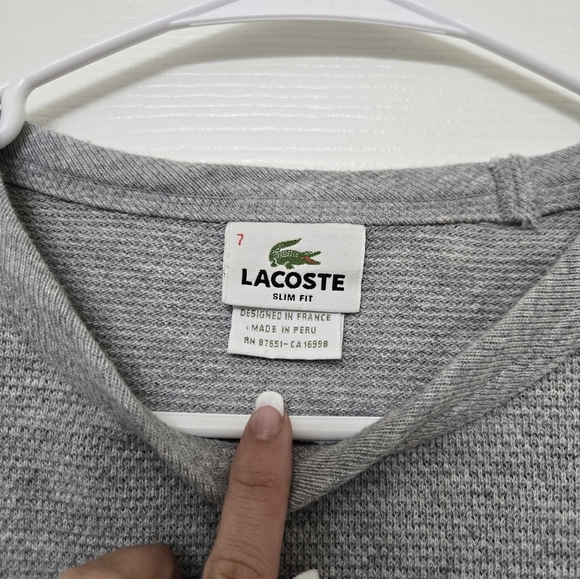 Lacoste Cotton long sleeve crew neck thermal waffle tee pullover 7 slim fit 2XL - Picture 3 of 7